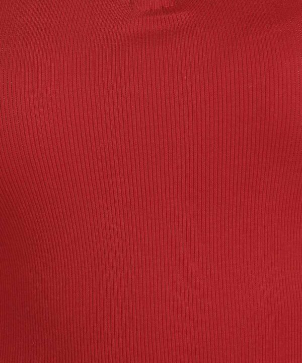 Round Neck Zipper 3/4th Sleeve T-Shirt for Women Scarlet Red