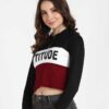 Attitude Casual Full Sleeve Contrast Hooded Sweatshirt