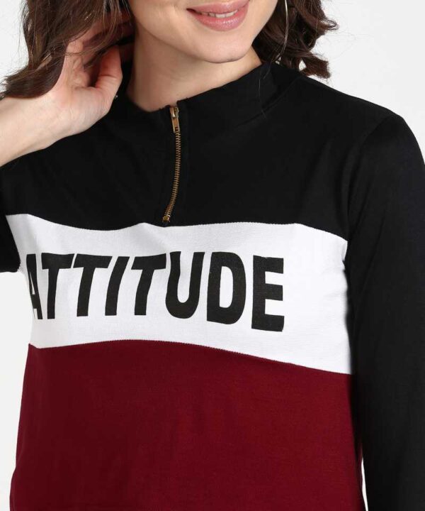 Attitude Casual Full Sleeve Contrast Hooded Sweatshirt